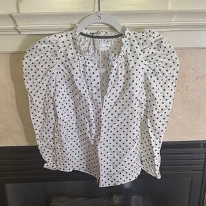 Zara White and Black Polka Dot Kids Blouse